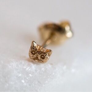 Catbird 14k Yellow Gold Itty Bitty Kitty Stud by Collette Ishiyama